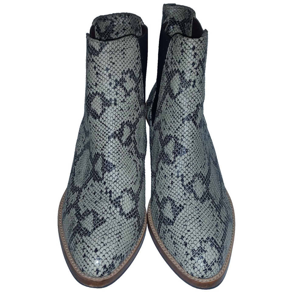 POPPY BARLEY  12W Snakeskin Print leather Chelsea Ankle Boots western 47906